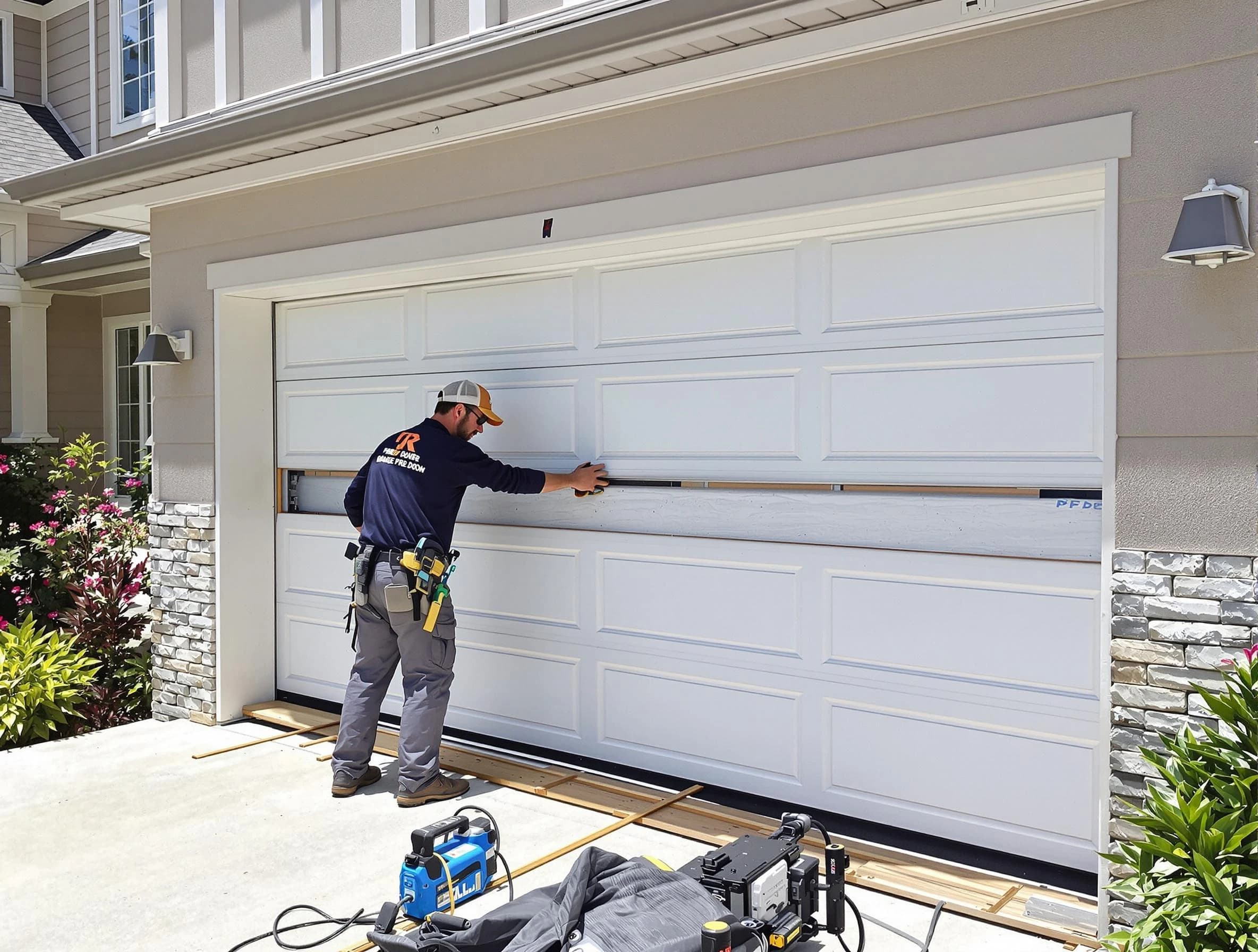Wyndham Garage Door Repair team performing complete garage door replacement at Wyndham residence